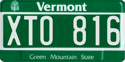 VT license plate XTO816