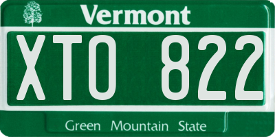 VT license plate XTO822
