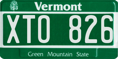 VT license plate XTO826