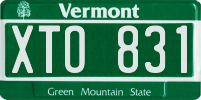 VT license plate XTO831