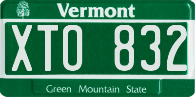 VT license plate XTO832