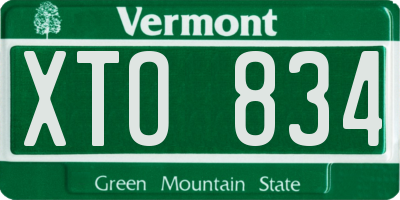 VT license plate XTO834