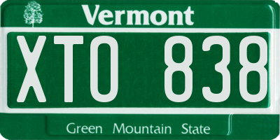 VT license plate XTO838