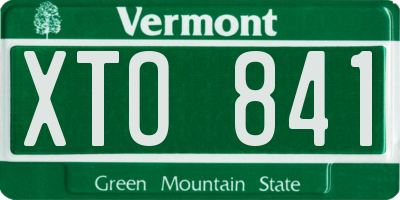 VT license plate XTO841