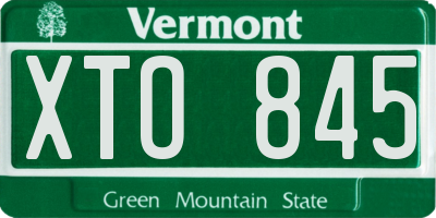 VT license plate XTO845