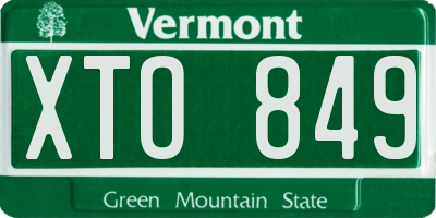 VT license plate XTO849