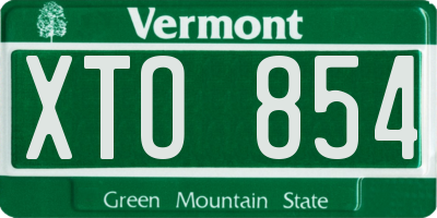 VT license plate XTO854