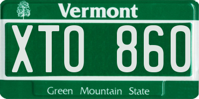 VT license plate XTO860