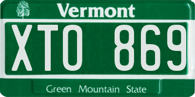 VT license plate XTO869