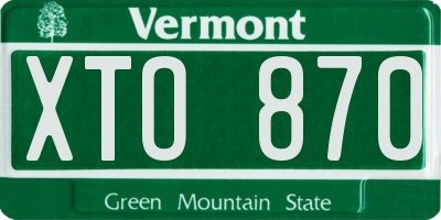 VT license plate XTO870