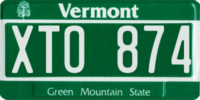 VT license plate XTO874