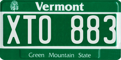 VT license plate XTO883