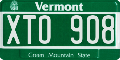 VT license plate XTO908