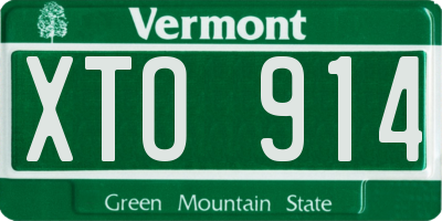 VT license plate XTO914