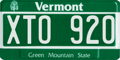 VT license plate XTO920