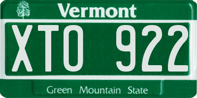 VT license plate XTO922