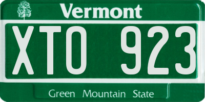 VT license plate XTO923