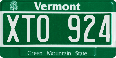 VT license plate XTO924