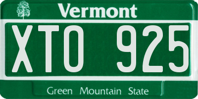 VT license plate XTO925