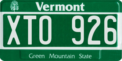 VT license plate XTO926