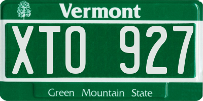 VT license plate XTO927