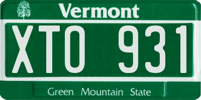 VT license plate XTO931