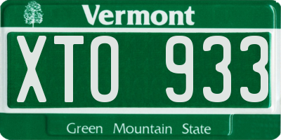VT license plate XTO933