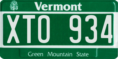 VT license plate XTO934