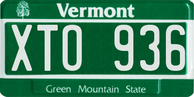 VT license plate XTO936