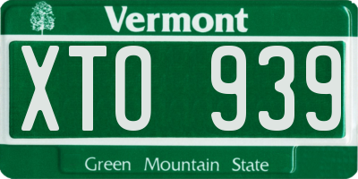 VT license plate XTO939