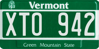 VT license plate XTO942