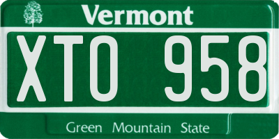 VT license plate XTO958
