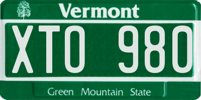 VT license plate XTO980