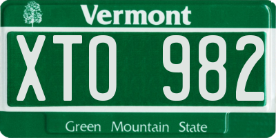 VT license plate XTO982