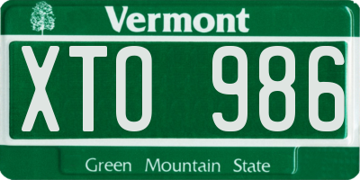 VT license plate XTO986