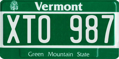 VT license plate XTO987