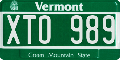 VT license plate XTO989