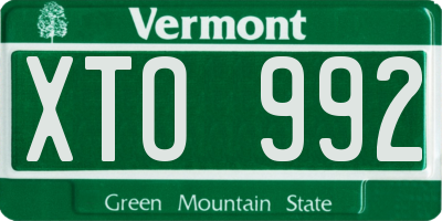 VT license plate XTO992