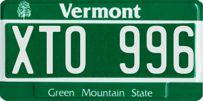 VT license plate XTO996