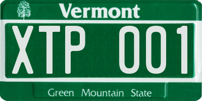 VT license plate XTP001