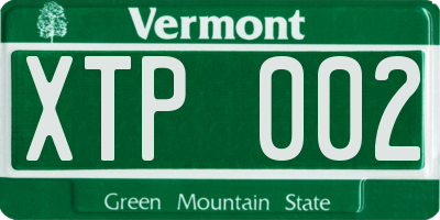 VT license plate XTP002