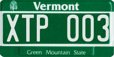 VT license plate XTP003