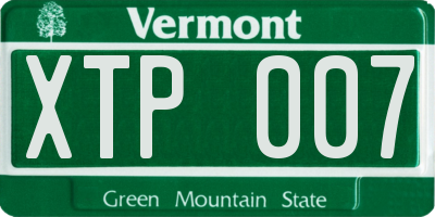 VT license plate XTP007