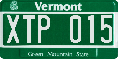 VT license plate XTP015