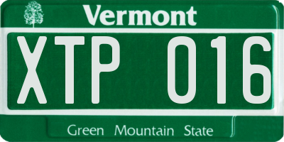 VT license plate XTP016