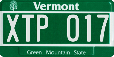 VT license plate XTP017