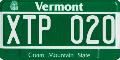 VT license plate XTP020