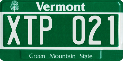 VT license plate XTP021