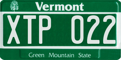 VT license plate XTP022