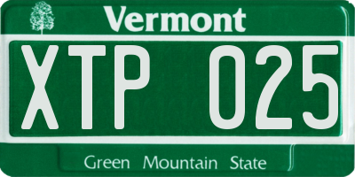 VT license plate XTP025